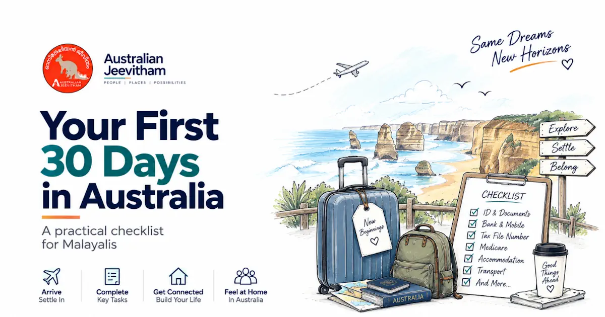 First 30 days in Australia settlement checklist and guide for Malayali new arrivals